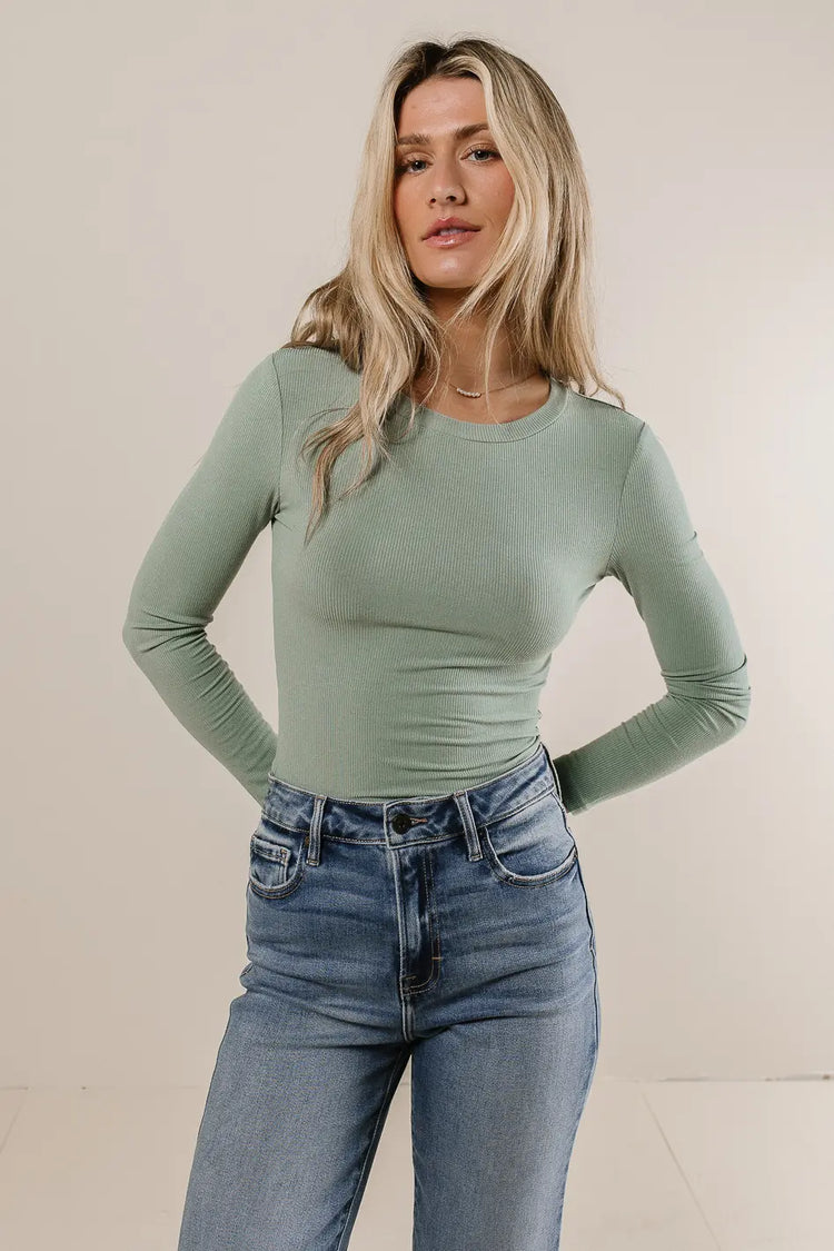 Knit top in sage 