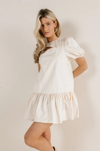 Woven dress in cream 