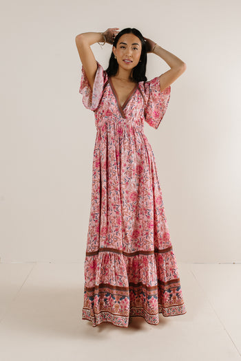 empire waist maxi dress in pink