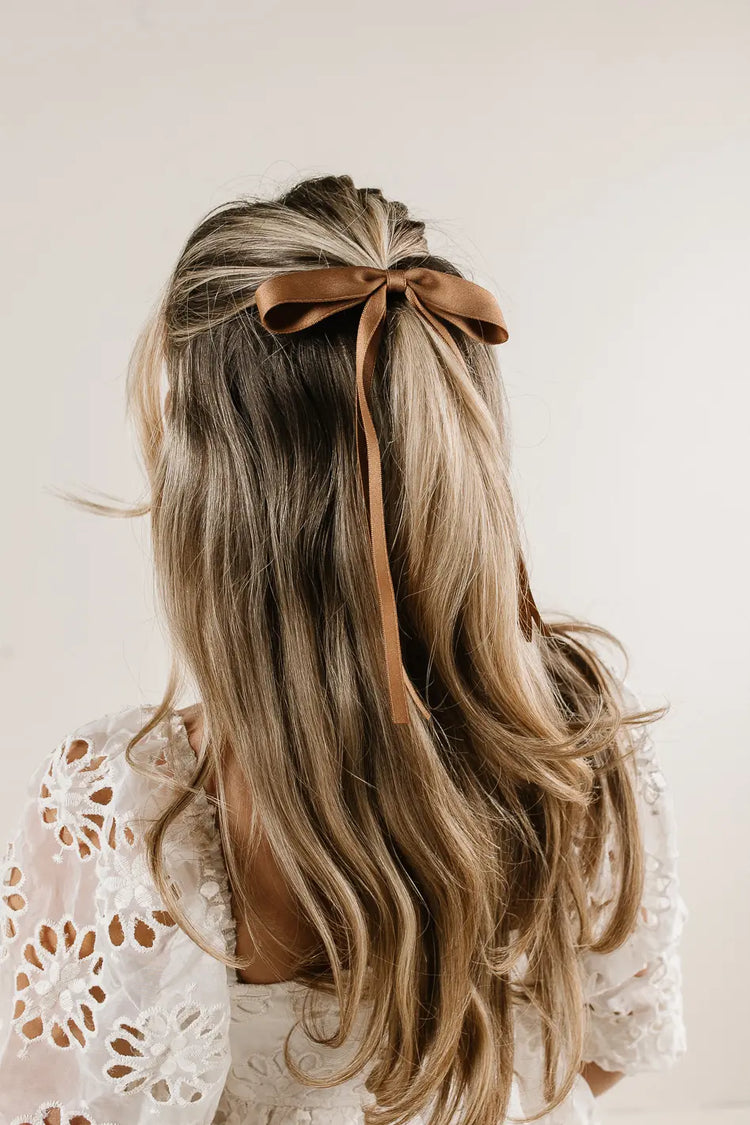 Bow Hair Clip in Brown