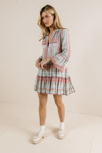 v-neck striped mini dress