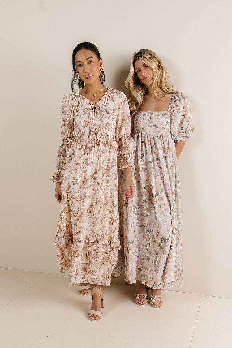two floral maxi dresses