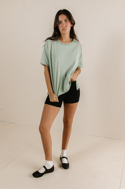 striped green top