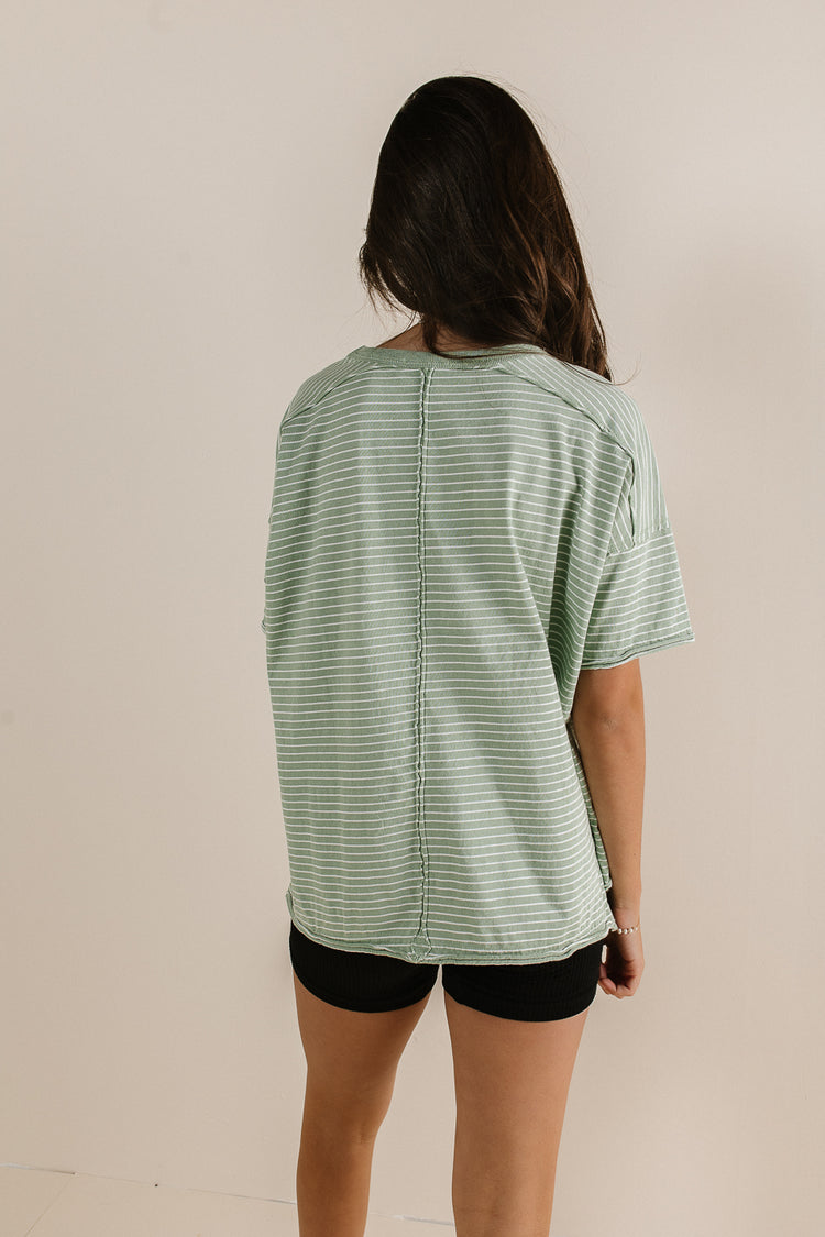 oversized tee in green with white stripes