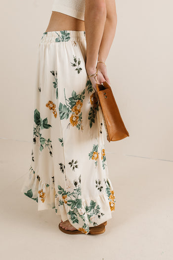 hi low floral skirt