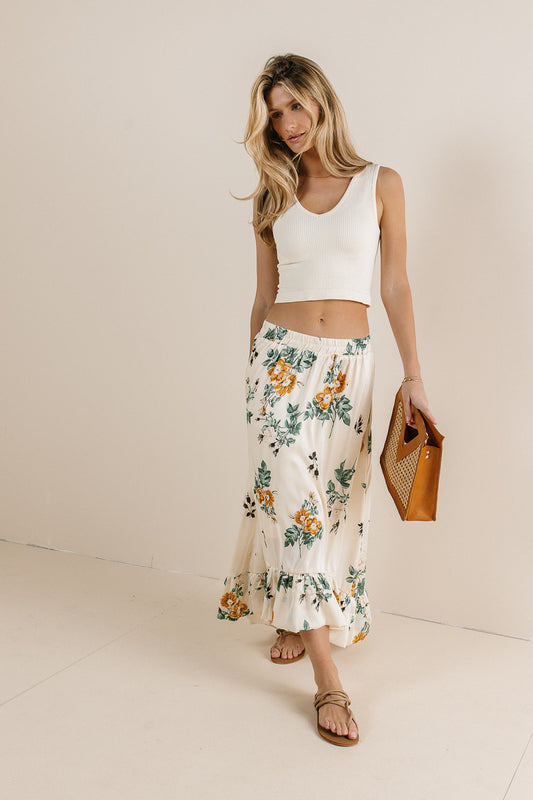 printed floral midi skirt