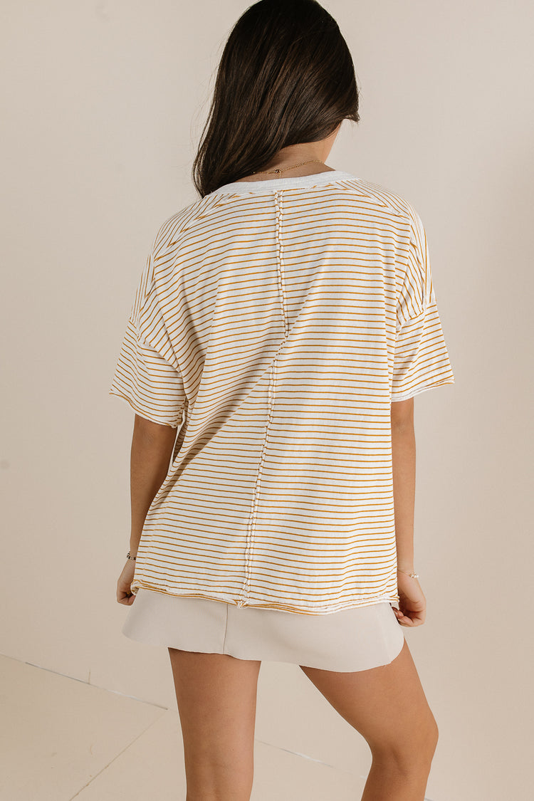 yellow relaxed fit striped tee