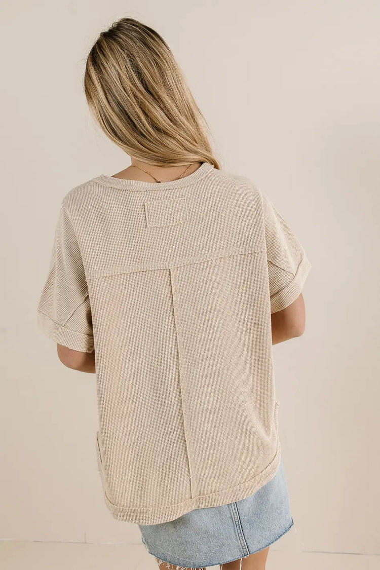 Waffle knit top in natural