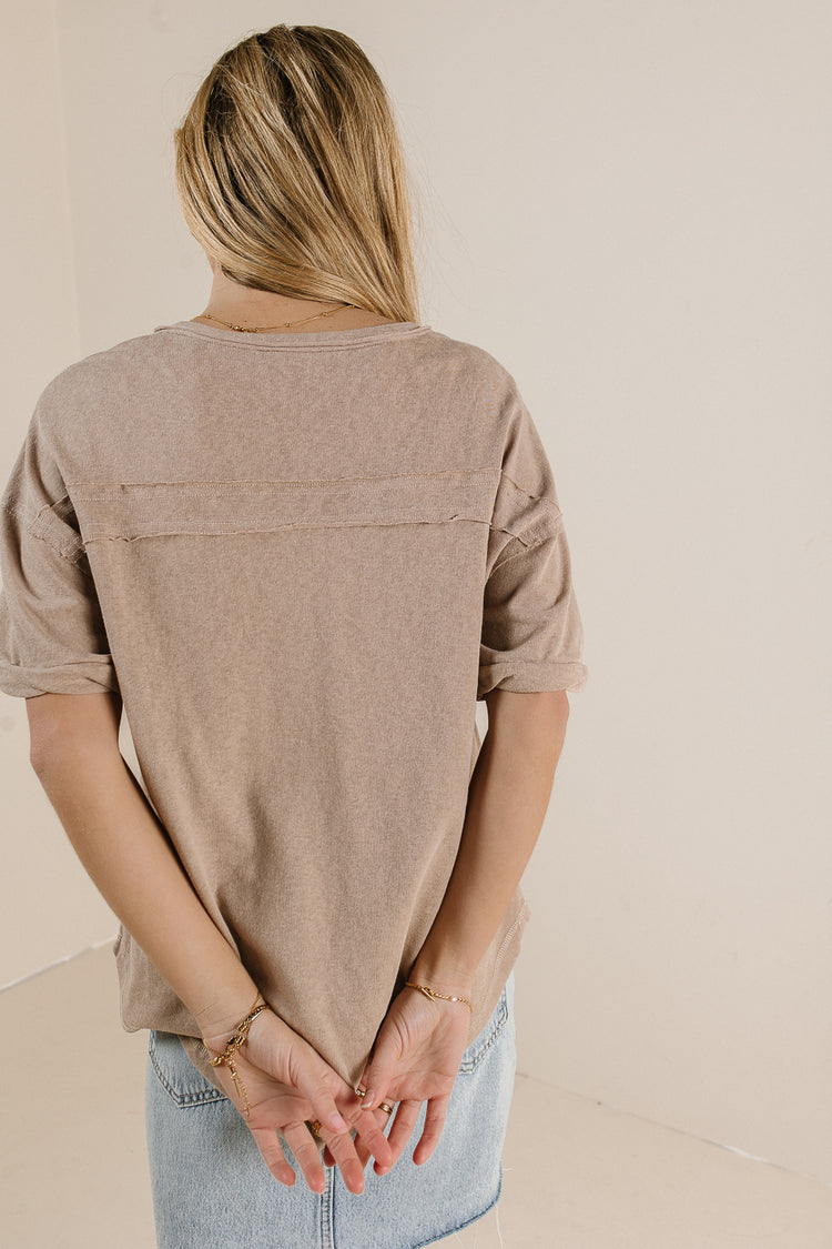 Mazzy Henley Knit Top in Taupe