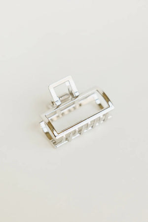 Small Rectangle Claw Clip in Silver display picture 3
