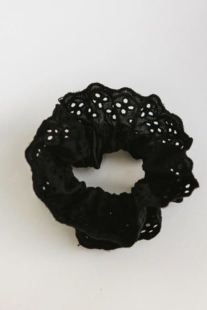 Floral Lace Scrunchie in Black