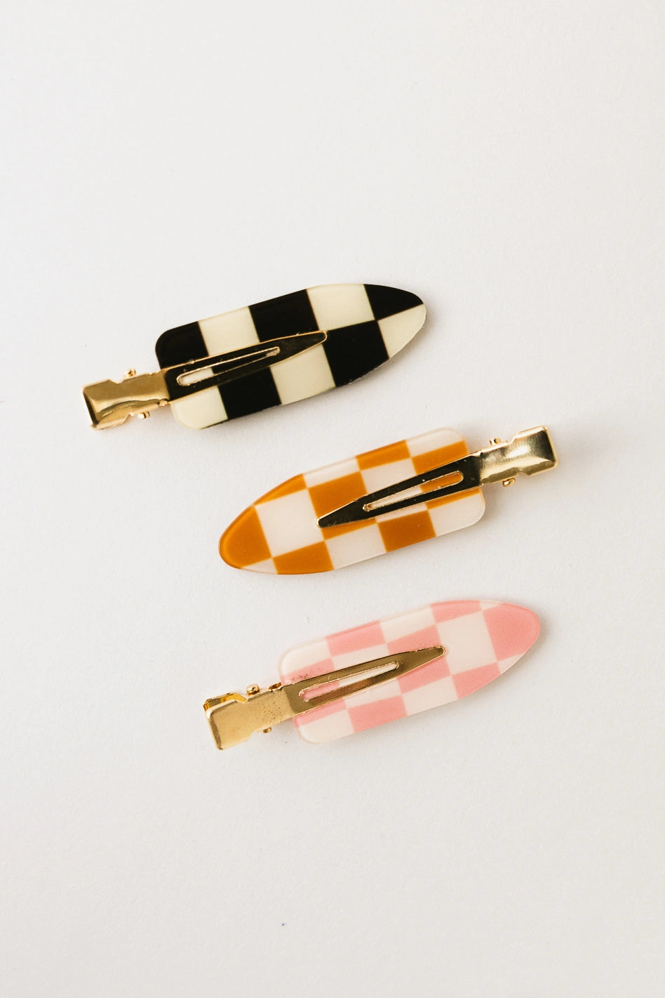 Checkered Creaseless Hair Clips in Black - FINAL SALE | böhme