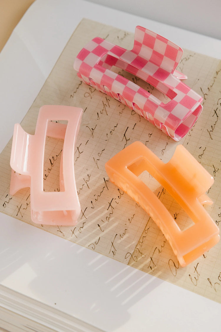 Translucent Rectangle Claw Clip in Peach