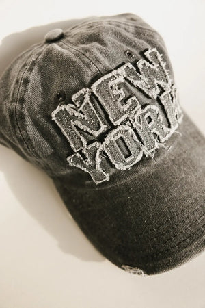 Ripped New York Baseball Call in Grey