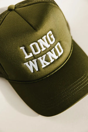 Long Weekend Trucker Hat in Olive