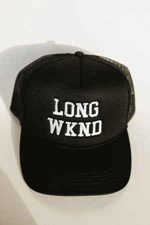 Long Weekend Trucker Hat in Black