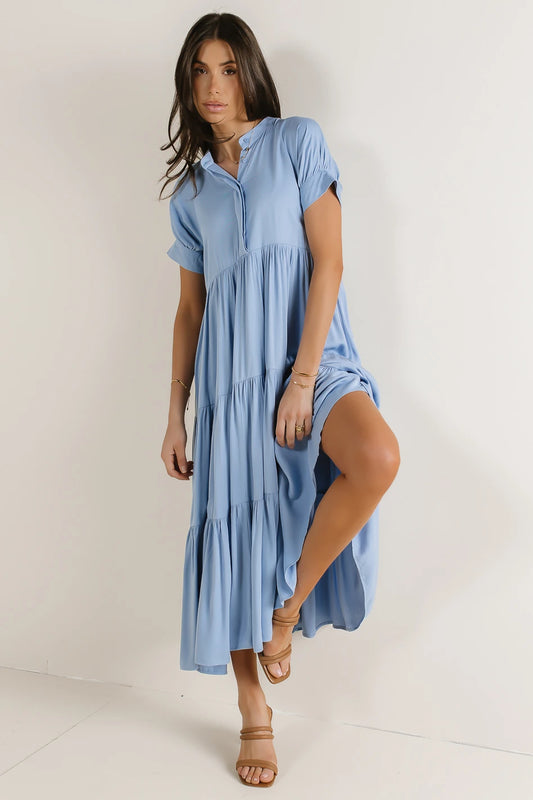 Tiered dress in blue 