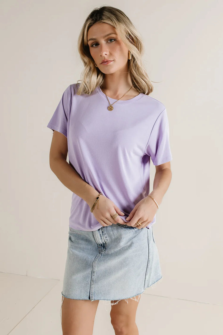 Round neck T-Shirt in lavender 