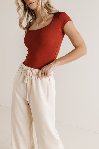 Clara Square Neck Bodysuit in Rust - FINAL SALE