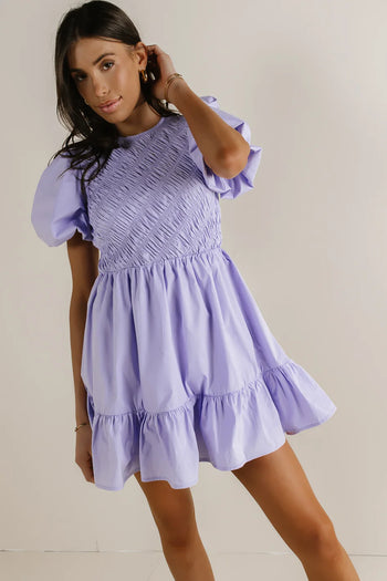 Ruffle hem dress in lavender