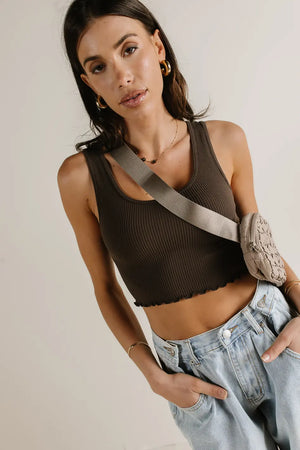 Everleigh Cropped Tank in Brown
