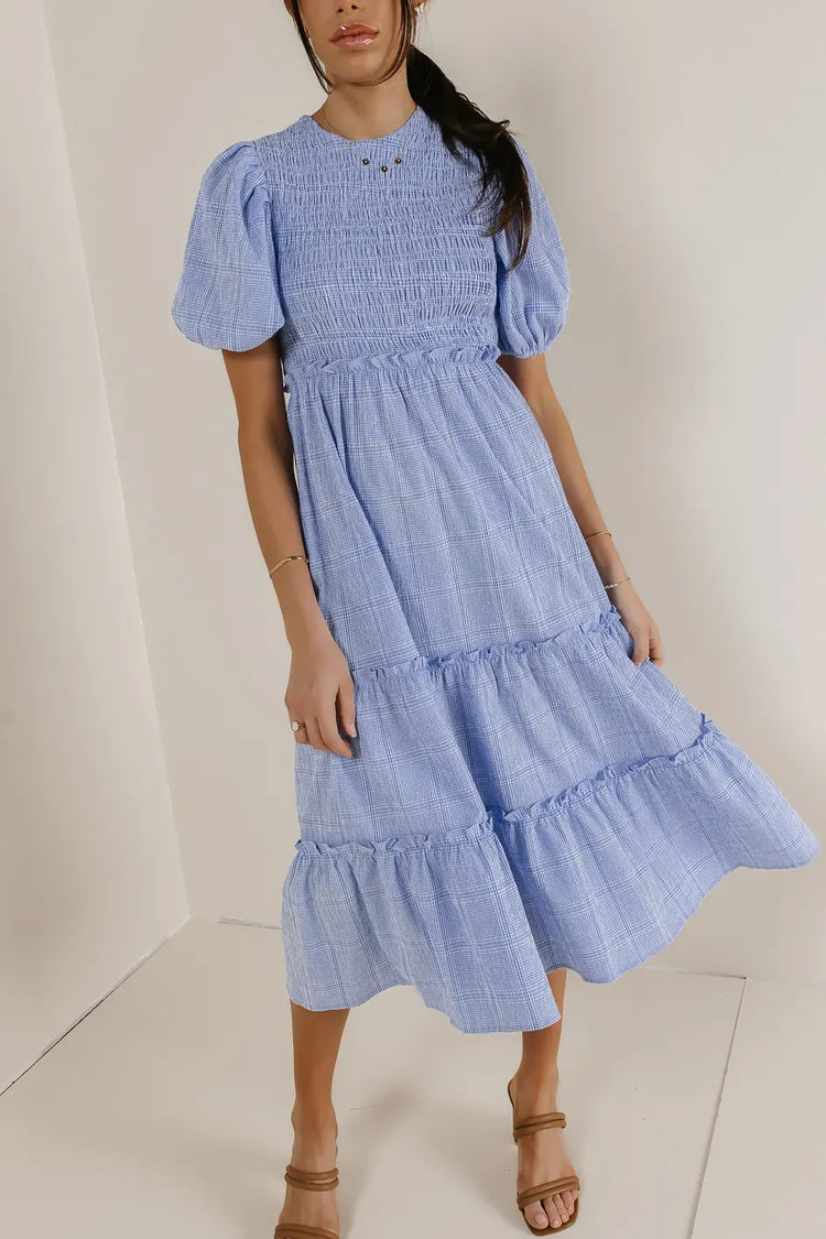 Tiered skirt dress in blue 