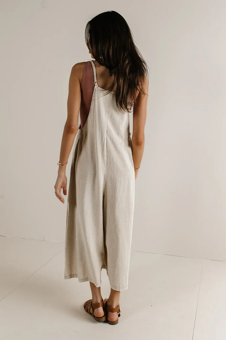 Adjustable straps jumpsuit in taupe 