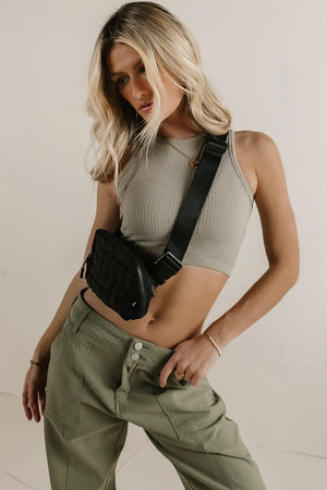 Ines Waffle Knit Tank in Moss - FINAL SALE