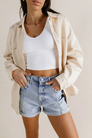 Button up denim shacket 