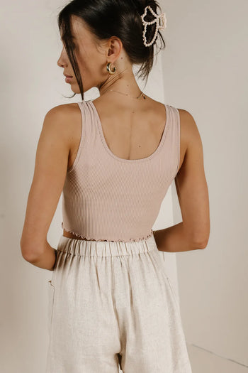 Ribbed tank top in rose 