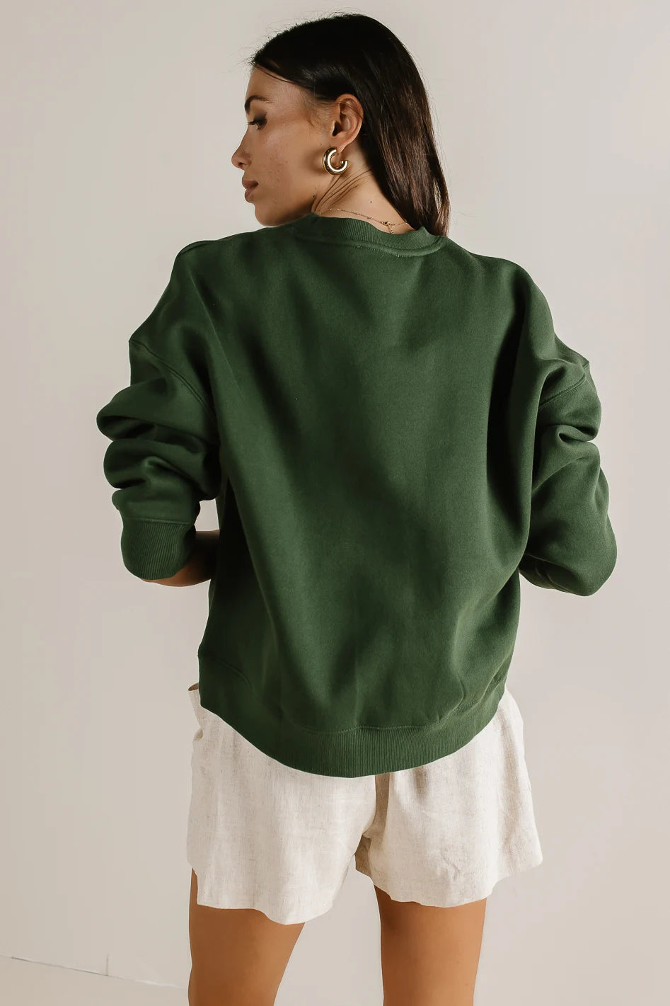 Plain color sweatshirt sweater in green 