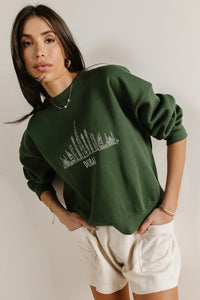 Sweatshirt in hunter green 