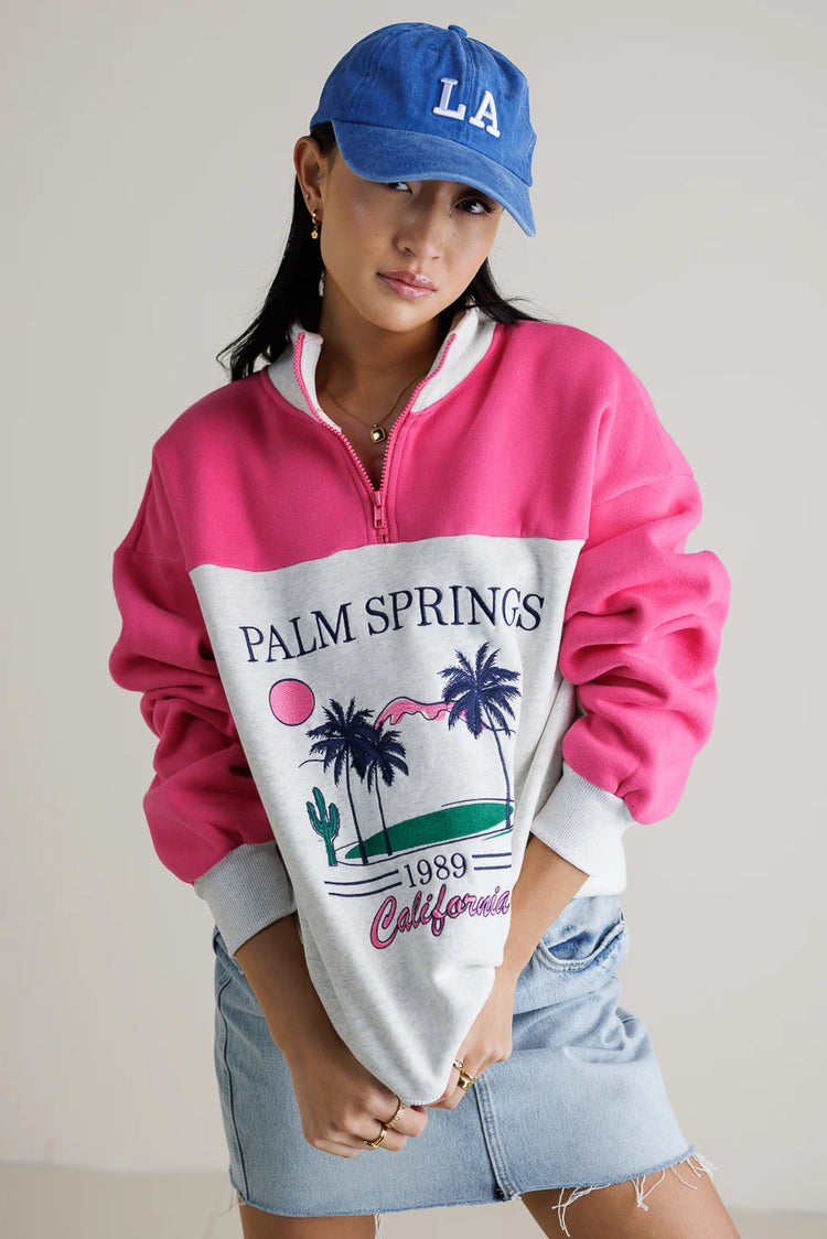 Palm springs design sweater in color block 