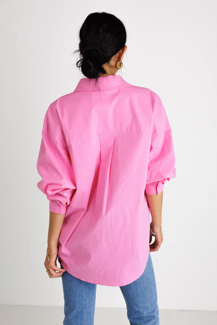Woven button up in pink 