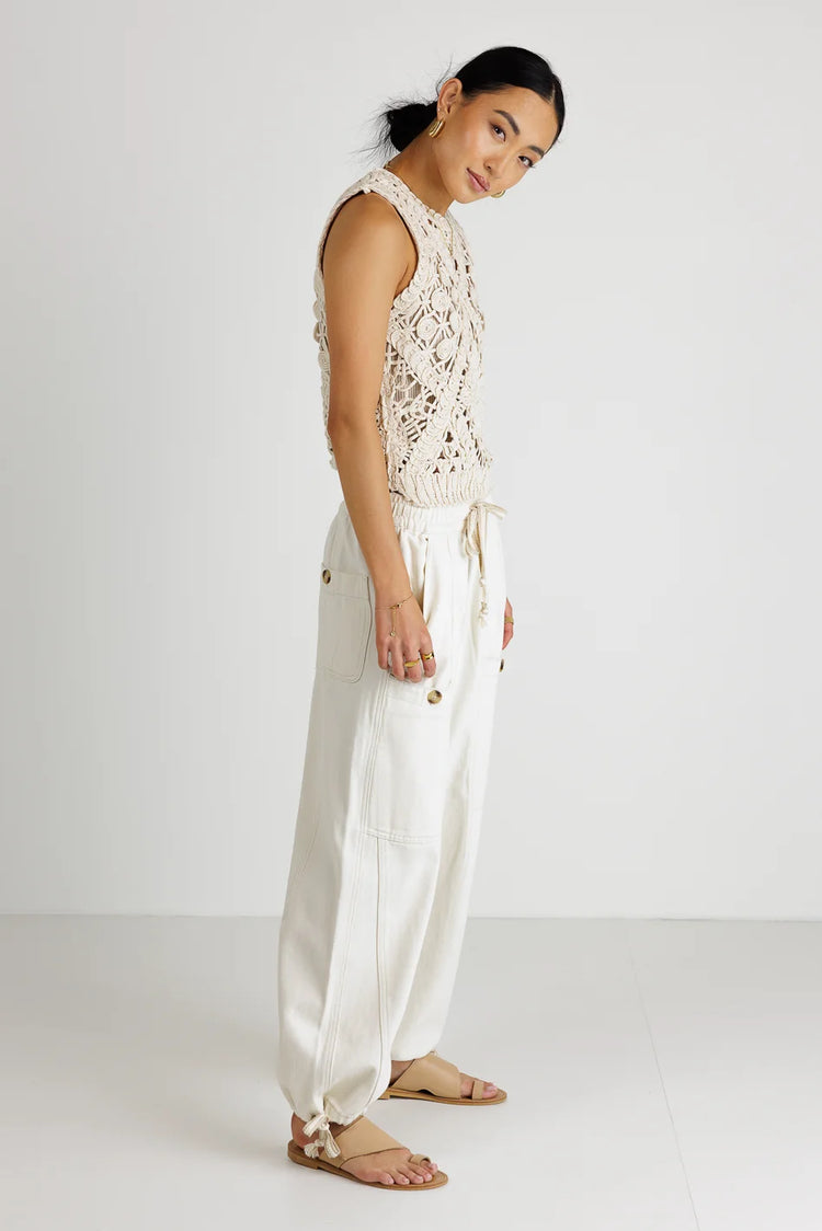 Crochet top paired with a cargo pants 
