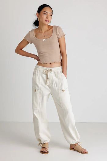 Moto pants in cream 