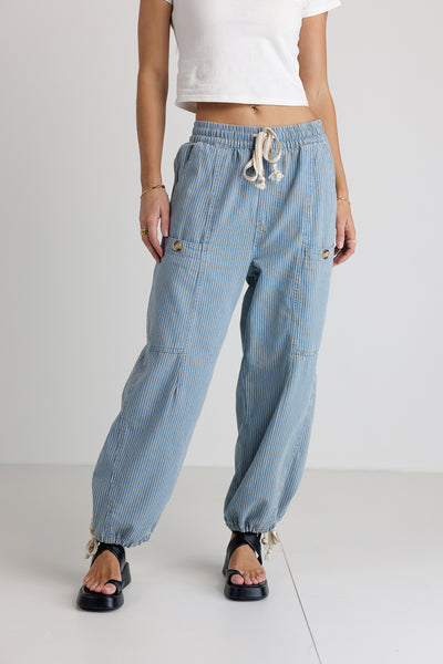 Robyn Striped Pants in Denim - FINAL SALE
