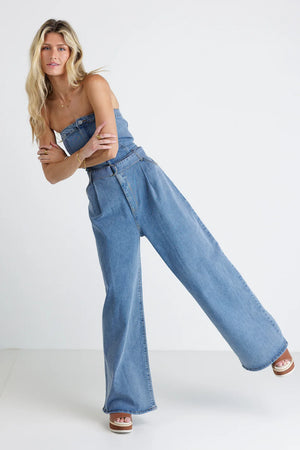 Wide Leg Denim Jumpsuit - FINAL SALE