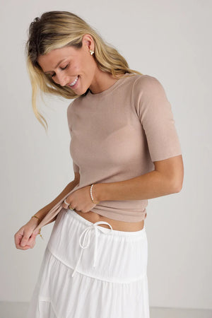 Lorie Sweater Top in Taupe