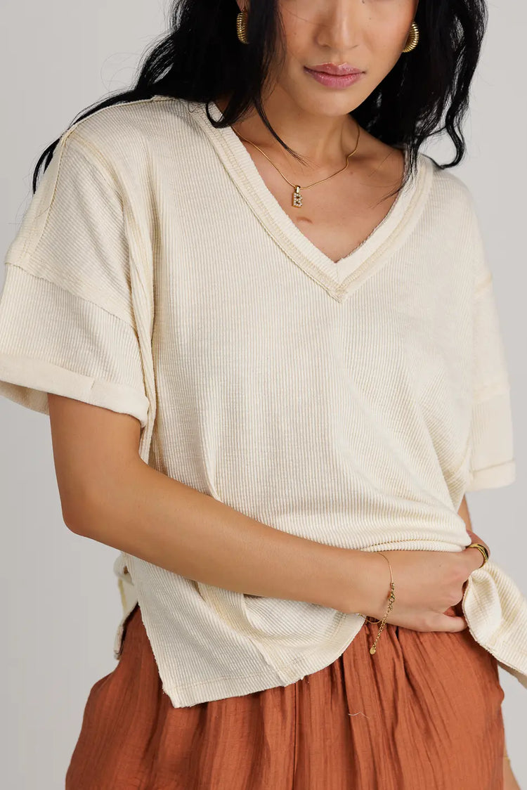 V-Neck top in cream 