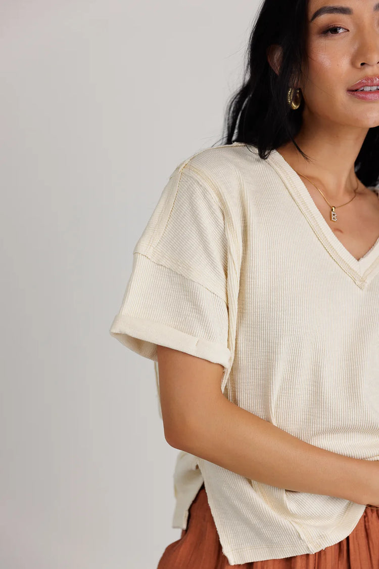 Short sleeves top in cream 