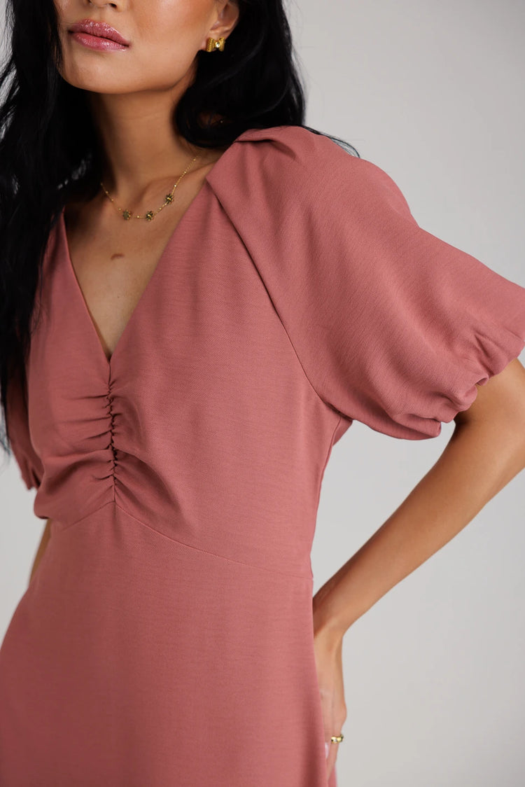 Short sleeves dress in mauve 