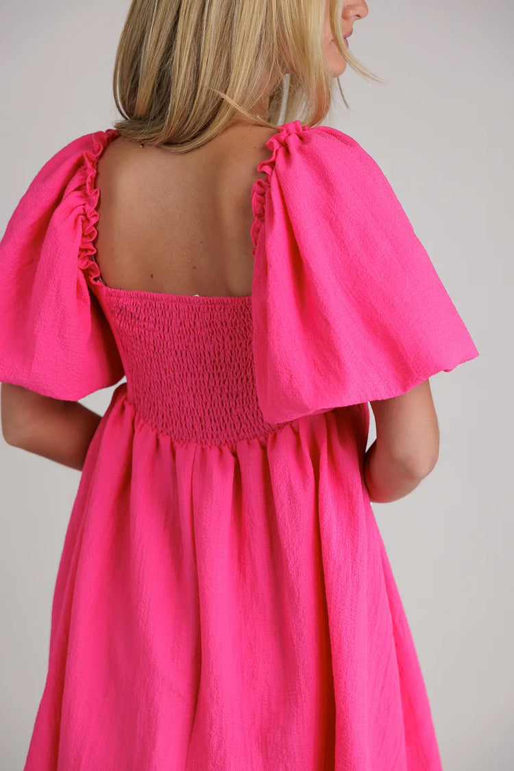 Puff sleeves dress in pink 