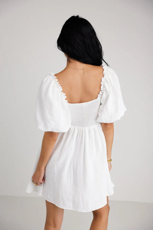 Elastic back dress in white 