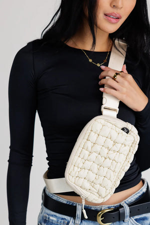Nylah Quilted Crossbody in Beige - FINAL SALE
