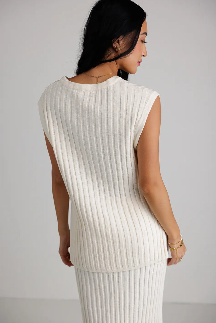 Ribbed top in ivory 