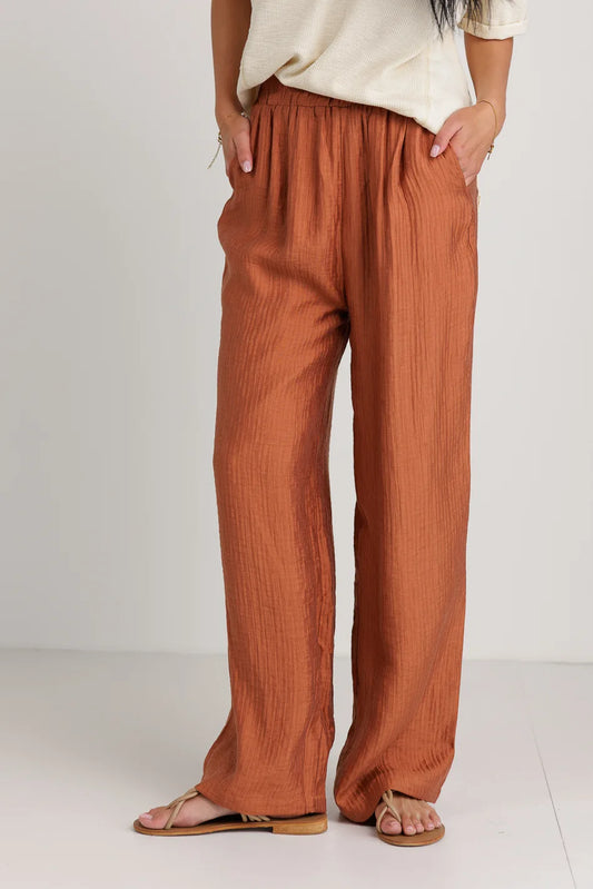 Two hand pockets pants in terracotta 