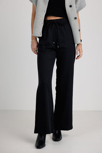 black soft bottom pants with drawstring