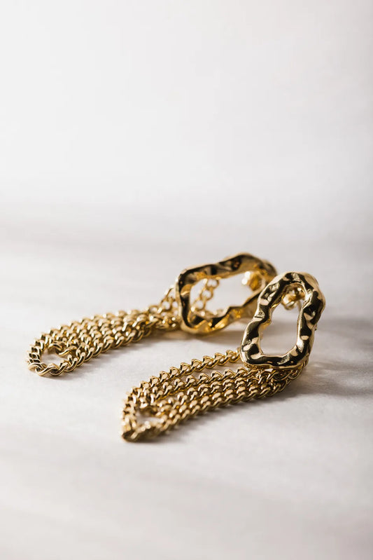 Gold pendant chain earrings in gold 