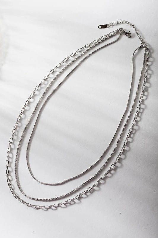 Layered silver necklace 